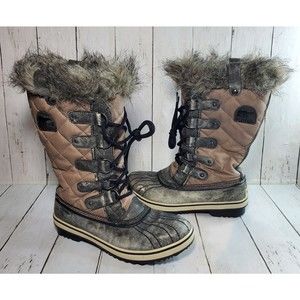 Sorel Tofino Winter Boots Women's Size 7.5 Tall Black Grey Waterproof NL1795005